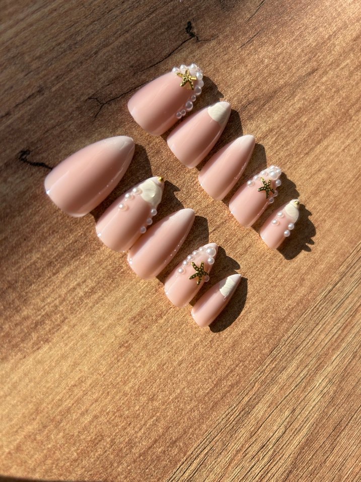 İnci ve Yıldız Detaylı Beyaz Pastel 24lü Takma Tırnak Seti - Görsel 3