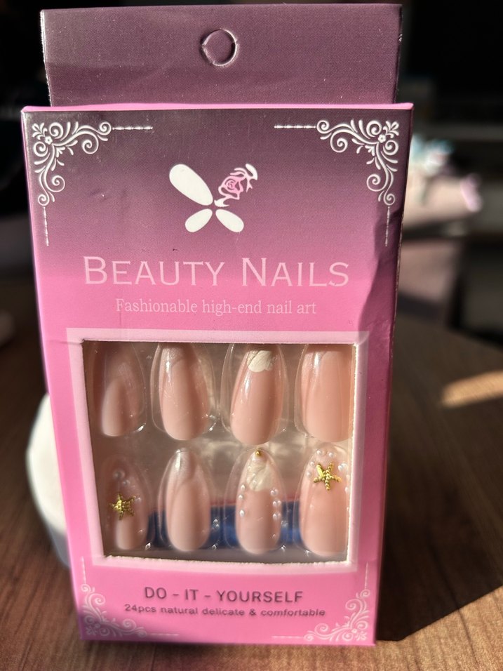 İnci ve Yıldız Detaylı Beyaz Pastel 24lü Takma Tırnak Seti - Görsel 4