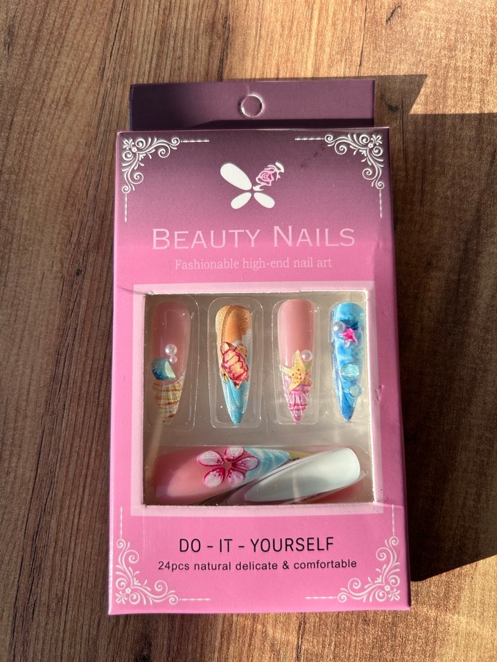 Pastel Renkli Deniz Temalı 24lü Tırnak Seti - Görsel 4