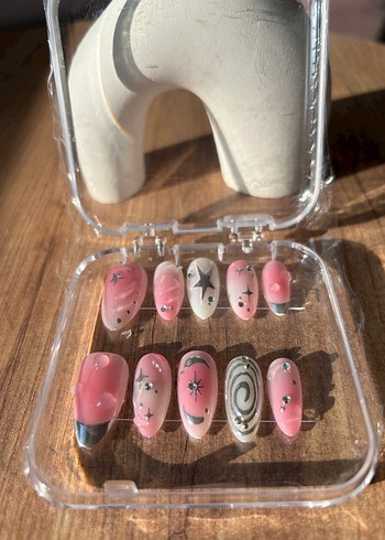 Pastel Pembe Yıldızlı Tırnak Seti S Beden - Görsel 4