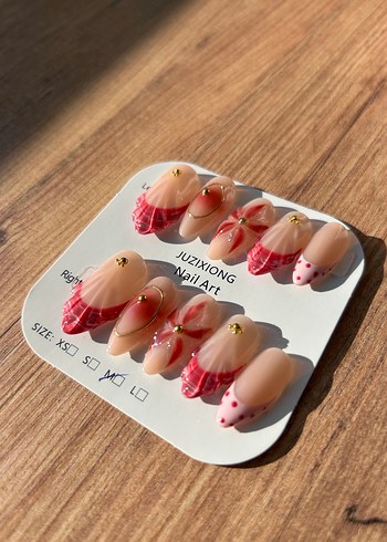 Pembe Desenli Takma Tırnak Seti - Görsel 2