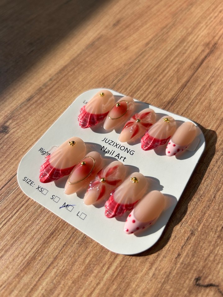 Pembe Desenli Takma Tırnak Seti - Görsel 2