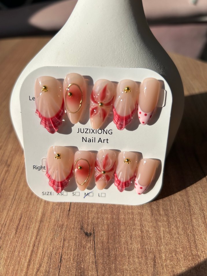 Pembe Desenli Takma Tırnak Seti - Görsel 4