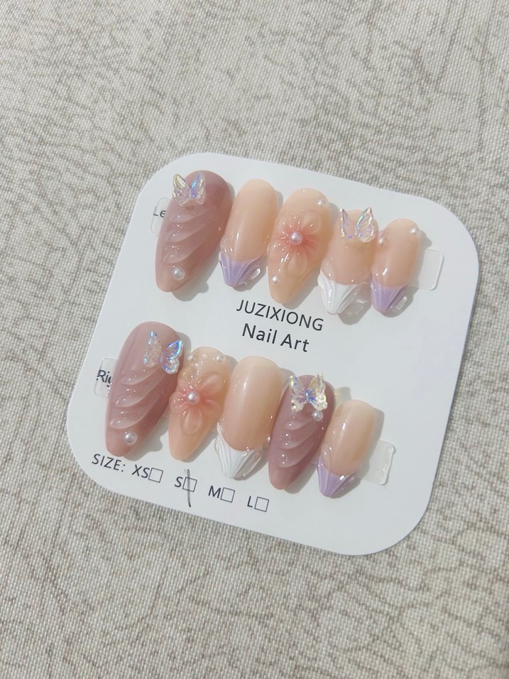 Pastel Bej Takma Tırnak Seti - Görsel 2