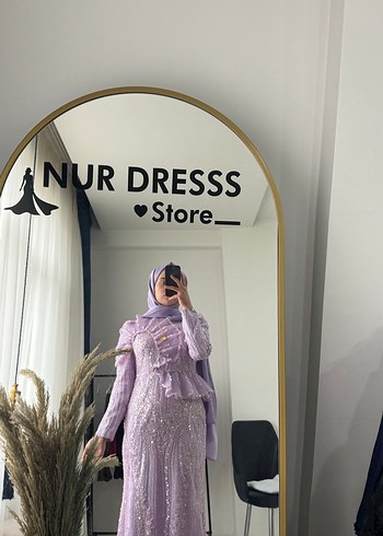 Uzun Kol, Yüksek Yakalı Mor Bohem Kadın Elbise - Görsel 8