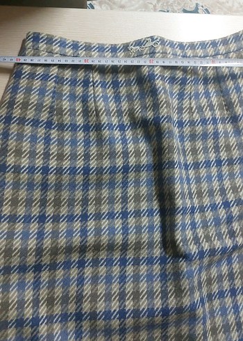 Mavi Ekose Midi Hamile Eteği - Görsel 2