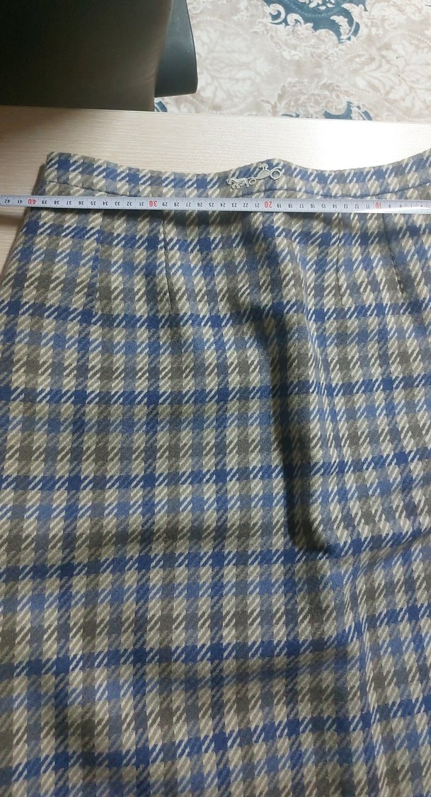 Mavi Ekose Midi Hamile Eteği - Görsel 2