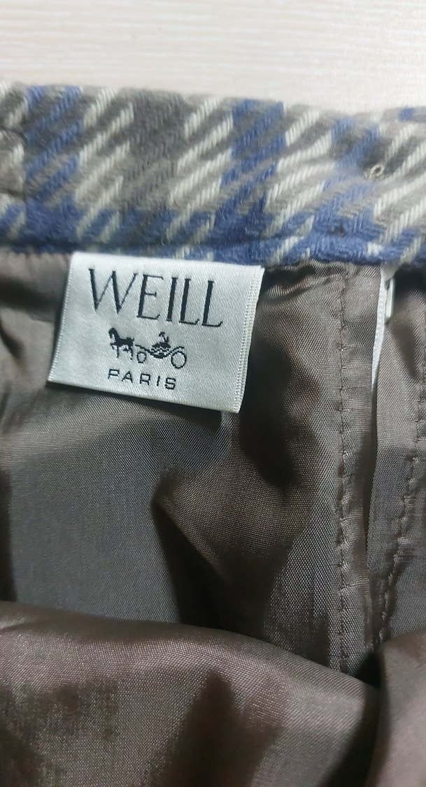 Mavi Ekose Midi Hamile Eteği - Görsel 3