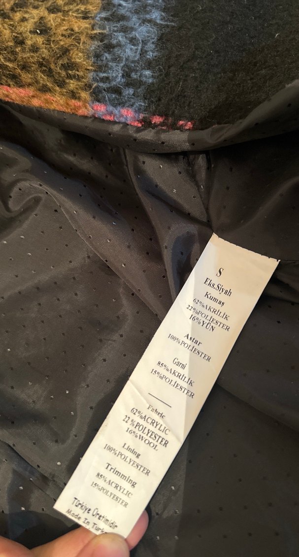 Düğmeli Ekoseli Kadın Yün Kaban - Görsel 3