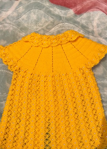 Sarı Örgü Kız Çocuk Kısa Kollu Hırka - Görsel 2