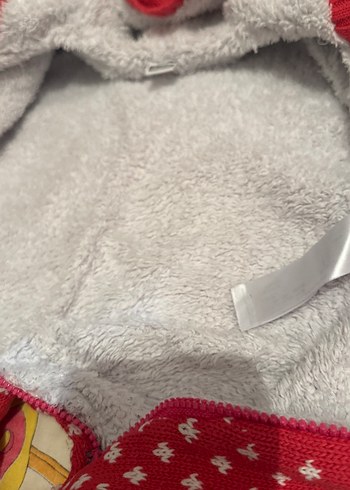 Kapüşonlu Kırmızı Örgü Kız Bebek Tulumu - Görsel 4