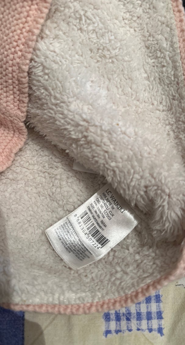 Kız Çocuk Pembe Kapüşonlu Örgü Hırka - Görsel 3