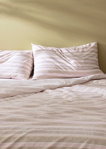Bej Çizgili Nevresim ve Çarşaf Takımı - Görsel 3