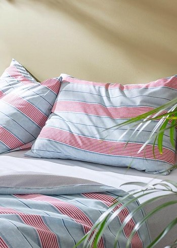 Pembe Pastel Çizgili Nevresim Takımı - Görsel 2