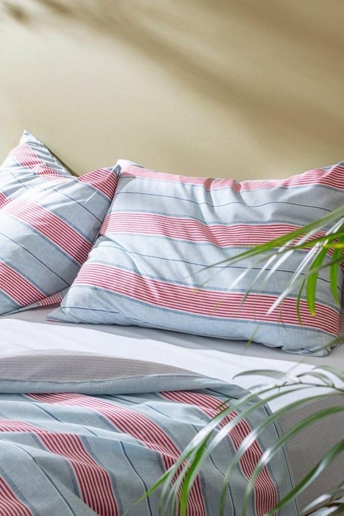 Pembe Pastel Çizgili Nevresim Takımı - Görsel 2