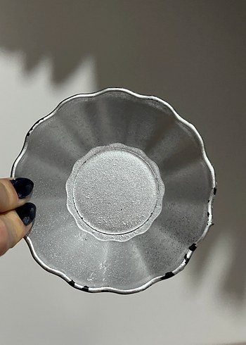 Siyah Metalik 10lu Çay Tabak Seti - Görsel 5