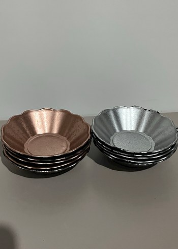 Siyah Metalik 10lu Çay Tabak Seti - Görsel 2