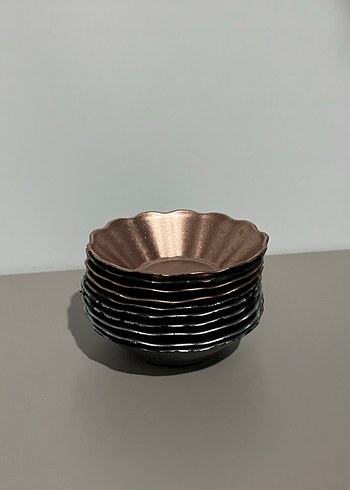 Siyah Metalik 10lu Çay Tabak Seti - Görsel 7