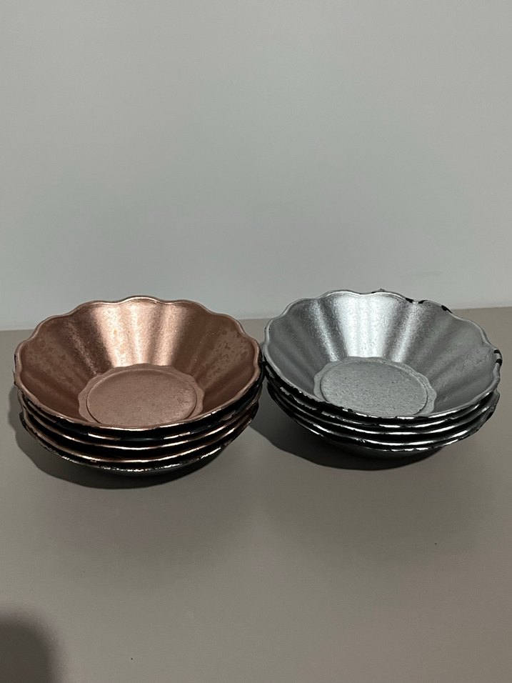 Siyah Metalik 10lu Çay Tabak Seti - Görsel 2