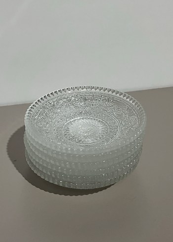 Şeffaf Desenli Cam Tabak Seti - Görsel 2