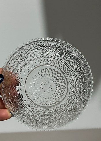 Şeffaf Desenli Cam Tabak Seti - Görsel 4