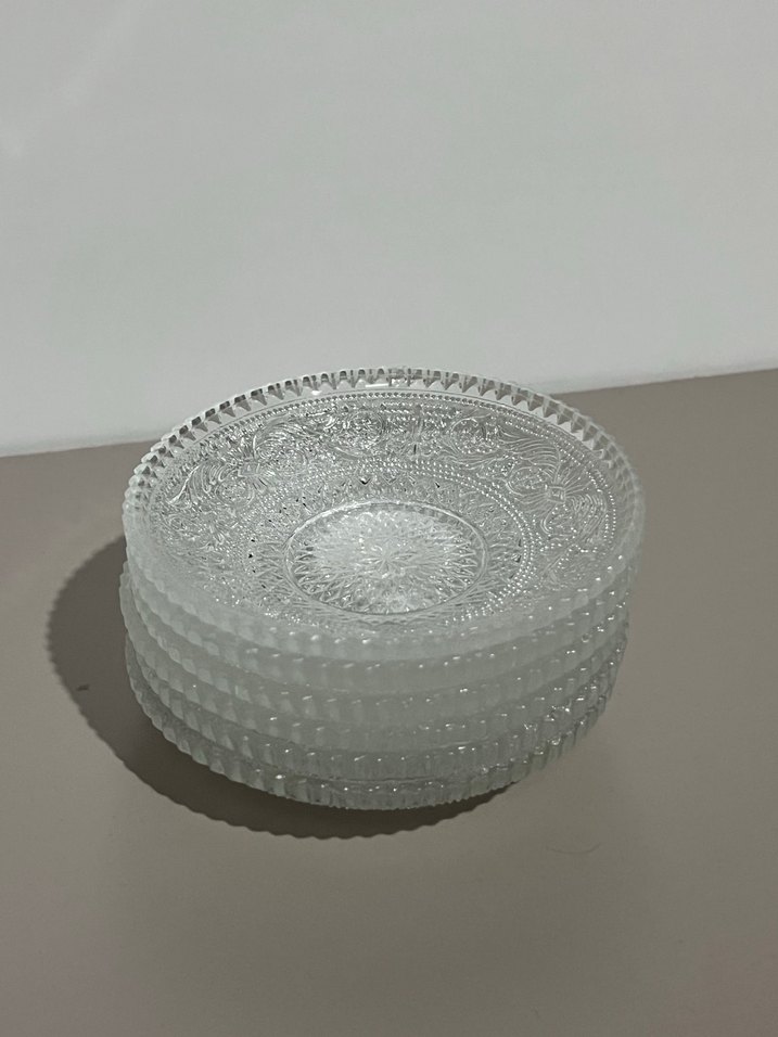 Şeffaf Desenli Cam Tabak Seti - Görsel 2