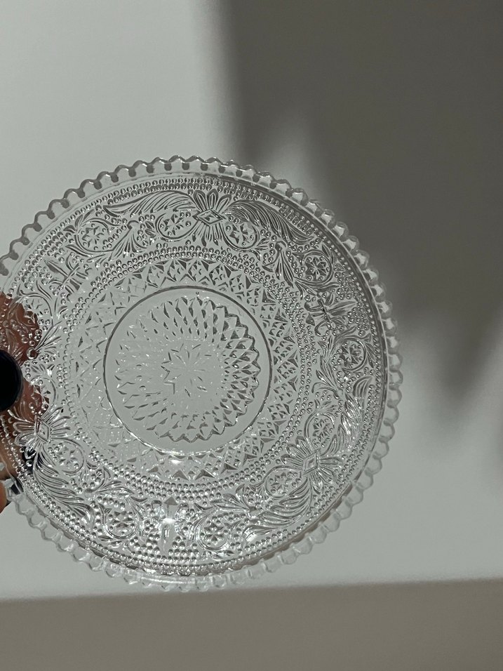 Şeffaf Desenli Cam Tabak Seti - Görsel 3