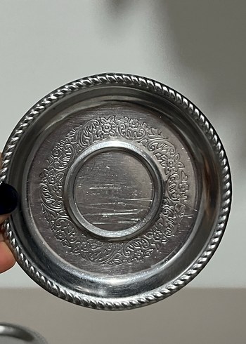 Gri Metal Çay Tabağı - Görsel 2