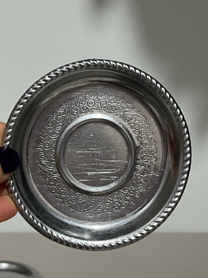 Gri Metal Çay Tabağı - Görsel 2