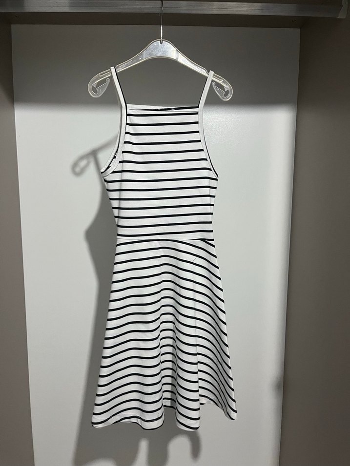 Çizgili Askılı Mini Elbise - Görsel 2