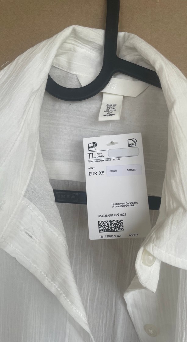 Beyaz pamuk Düğmeli Kadın Gömlek - Görsel 2
