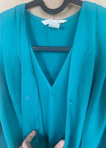 Turkuaz Drapeli Hamile Midi Elbise - Görsel 2