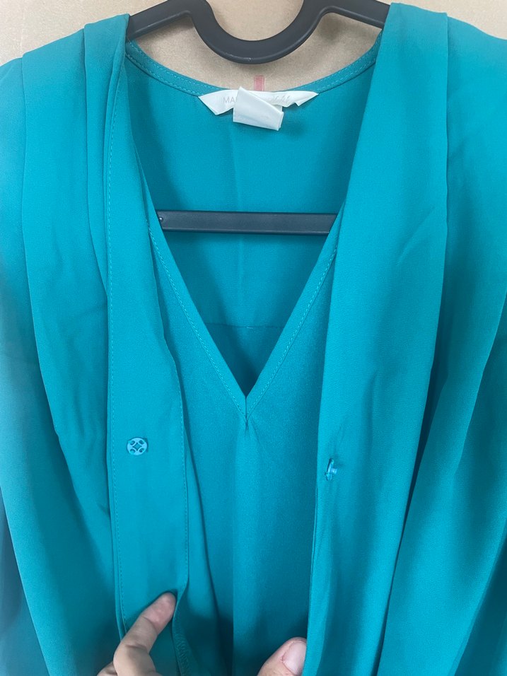 Turkuaz Drapeli Hamile Midi Elbise - Görsel 2