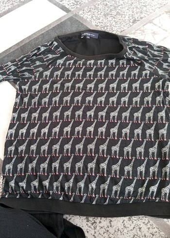 Gri Baskılı Triko Hamile Tişörtü - Görsel 2