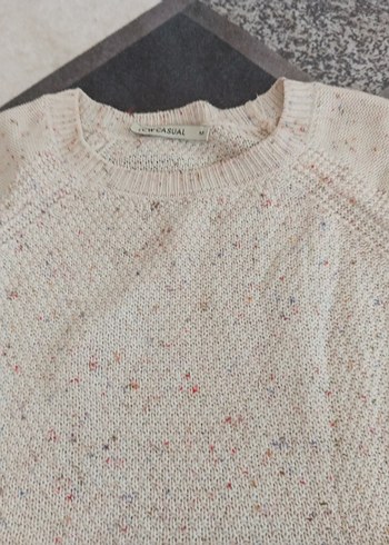 Bohem Tarz Beyaz Kadın Triko Kazak - Görsel 2