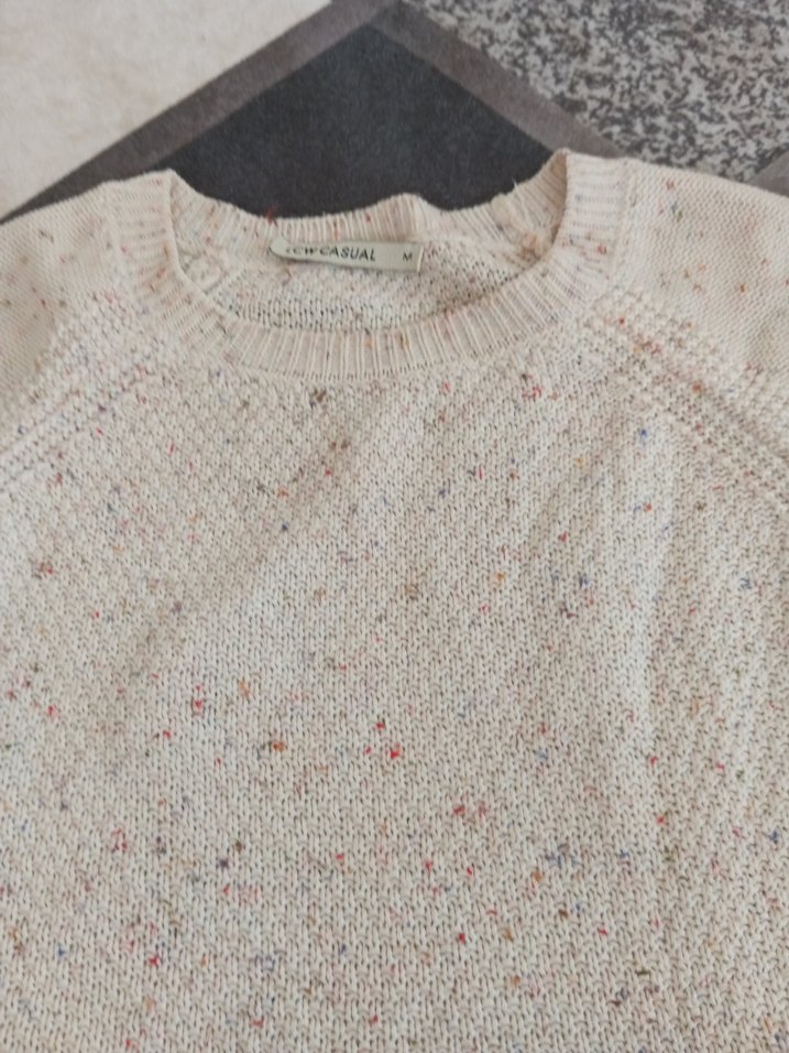 Bohem Tarz Beyaz Kadın Triko Kazak - Görsel 2