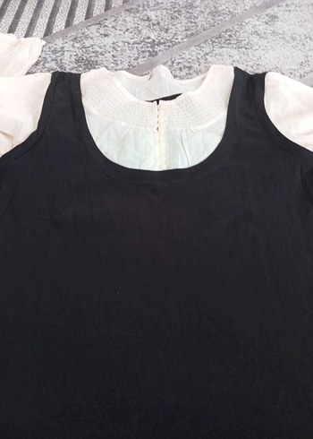 Düğmeli Kolsuz Beyaz Keten Bluz - Görsel 2