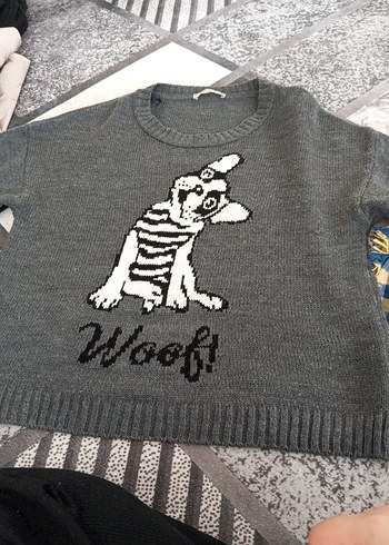 Gri Kadın Örgü Yün Kazak - Görsel 2