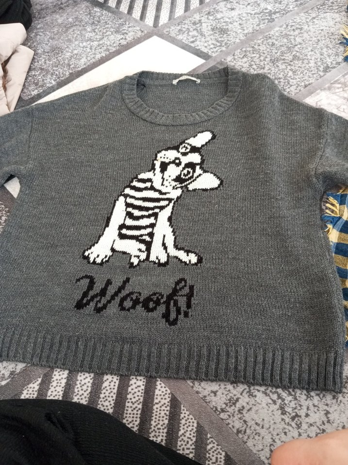 Gri Kadın Örgü Yün Kazak - Görsel 2