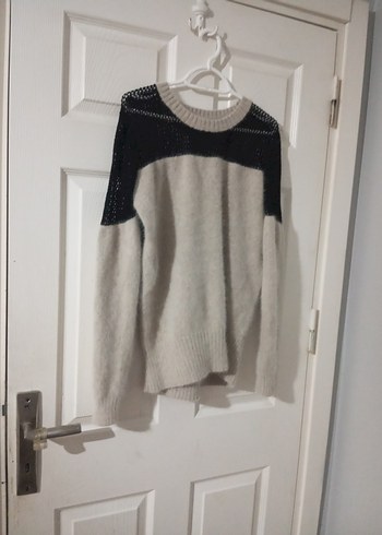 Gri Uzun Kollu Örgü Kadın Kazak - Görsel 2