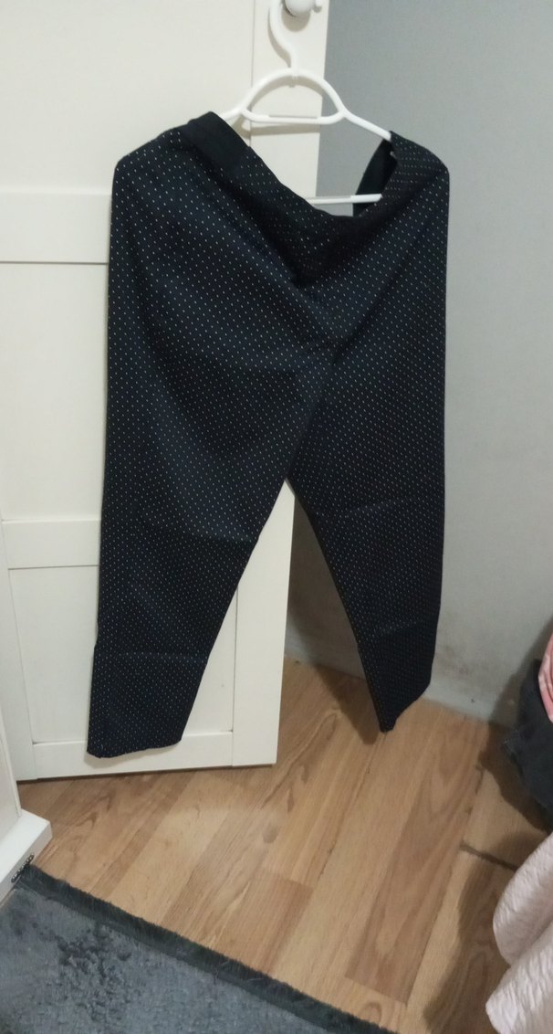 Düğmeli Siyah Kadın Kumaş Pantolon - Görsel 2