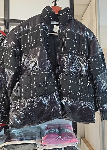 Siyah Kadın Midi Street Wear Mont Tüm bedenler mevcut - Görsel 3