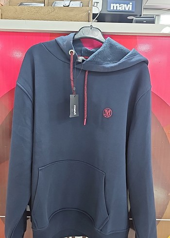 Erkek Mavi Kapüşonlu Sweatshirt Son 3 adet - Görsel 2