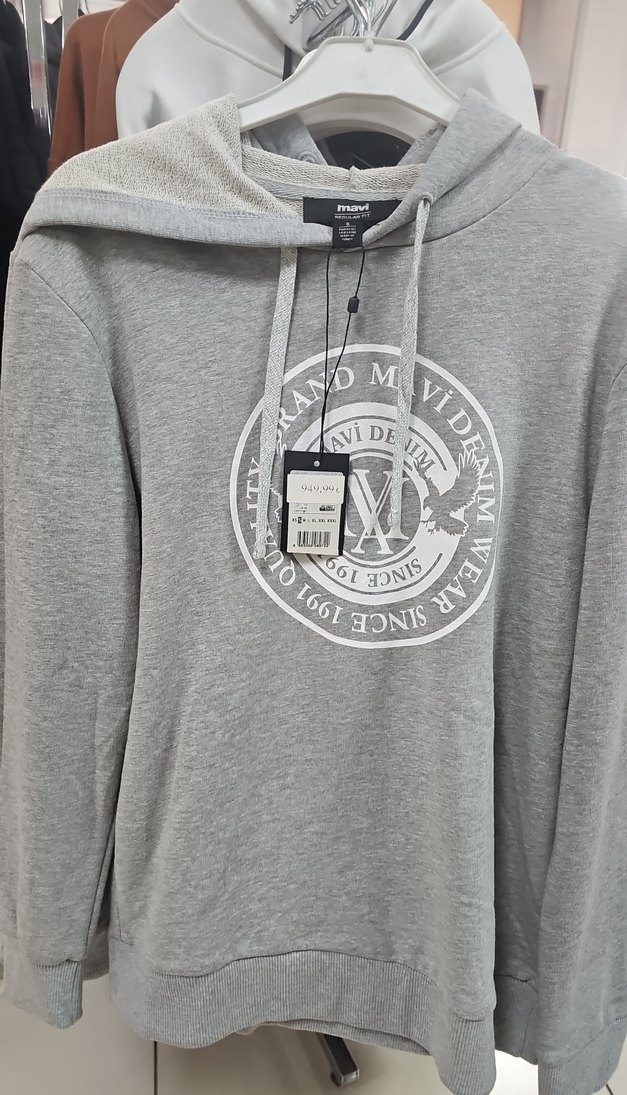 Gri Erkek Baskılı Sweatshirt Kapüşonlu - Görsel 3