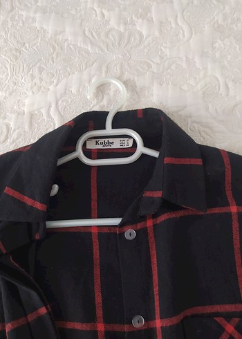 Uzun Siyah Ekose Kadın Gömlek - Görsel 2