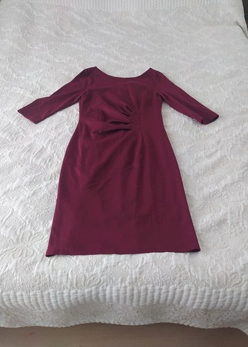 Bordo Drapeli Midi Kadın Elbise - Görsel 2