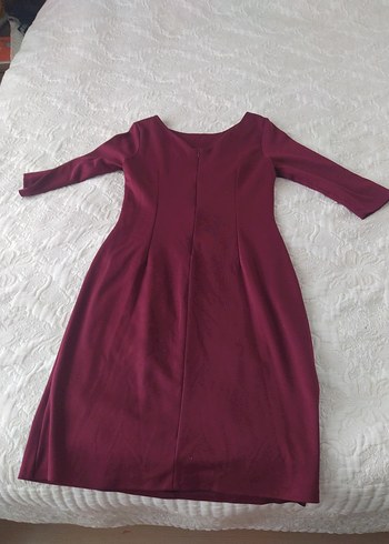 Bordo Drapeli Midi Kadın Elbise - Görsel 3