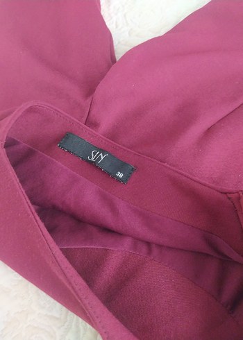 Bordo Drapeli Midi Kadın Elbise - Görsel 4