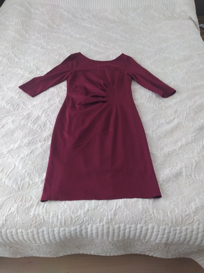 Bordo Drapeli Midi Kadın Elbise - Görsel 2