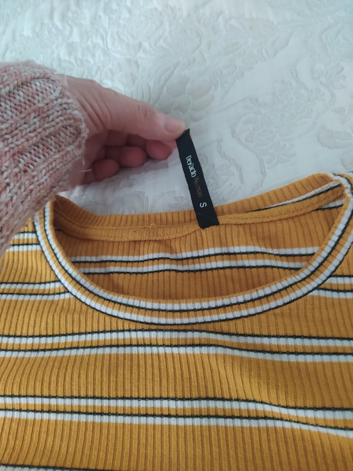 Sarı Çizgili Uzun Kollu Elbise - Görsel 3